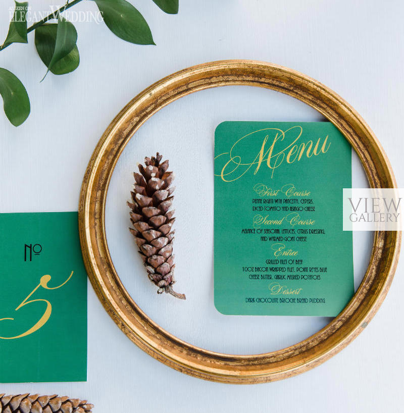 emerald green wedding invitation