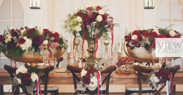 Romantic Burgundy & Gold Renaissance Wedding