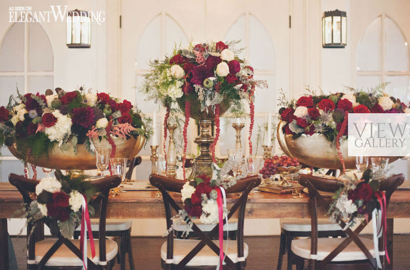 Romantic Burgundy & Gold Renaissance Wedding