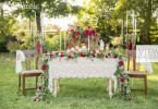 Vibrant Red Fall Garden Wedding