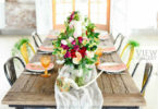 colourful boho table for a wedding reception