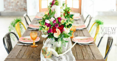 colourful boho table for a wedding reception