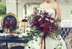 blue and red vintage bridal bouquet