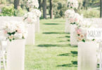 Outdoor wedding with cherry blossoms