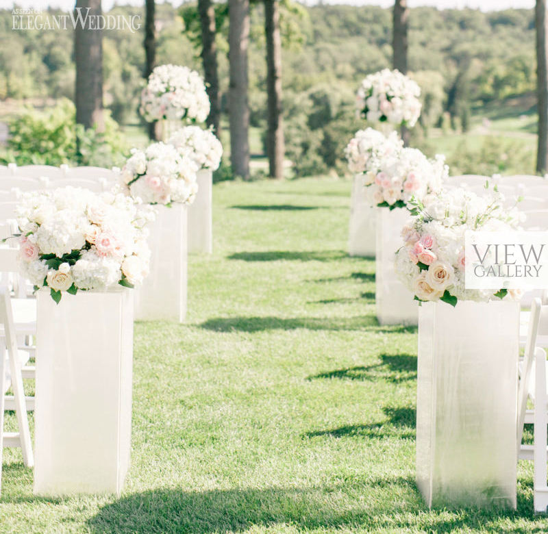 Outdoor wedding with cherry blossoms