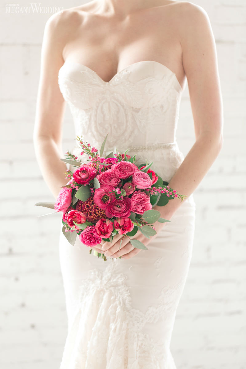 Bright pink wedding bouquets