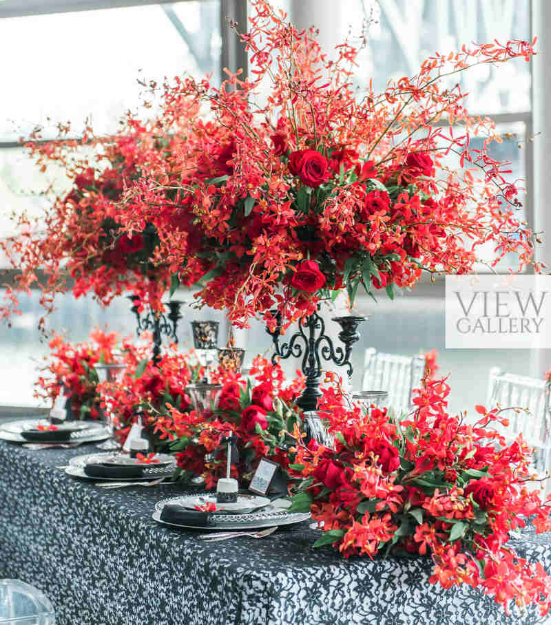 Alluring Red and Black Lace Wedding Theme