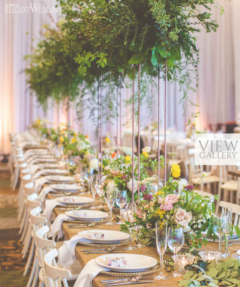 Tall Greenery Wedding Centrepieces