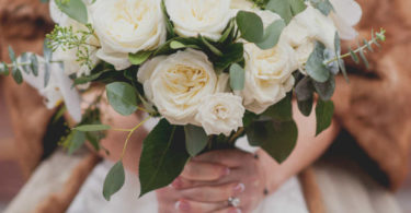 White and Green Bouquet in a Luxurious Wedding setting