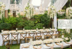 Elegant Tented Wedding with Floral Chandeliers