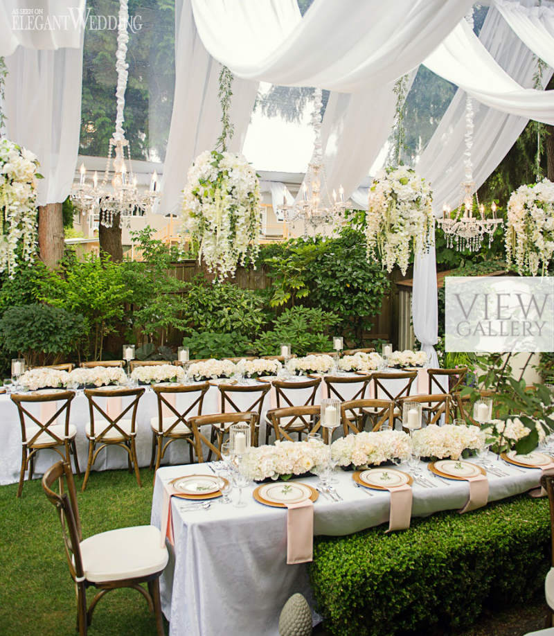 Elegant Tented Wedding with Floral Chandeliers