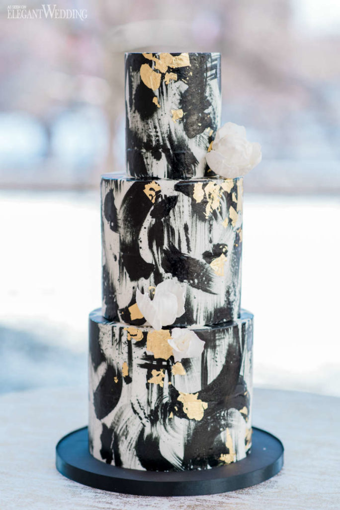 Black and Gold Wedding Cake