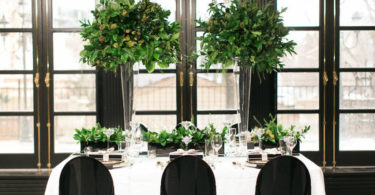 Black and White Wedding with Pops of Green