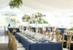 Classic Navy and Gold Tented Wedding