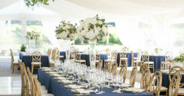 Classic Navy and Gold Tented Wedding