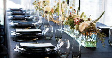 Navy and Gold Wedding Table Setting