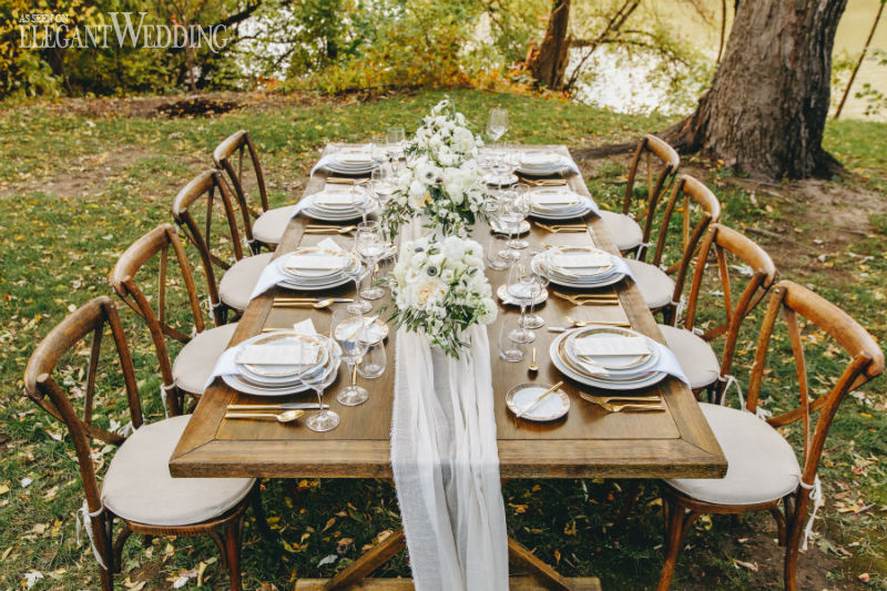 Rustic Wooden Wedding Table Setting