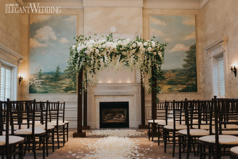 White and Green Wedding Arch