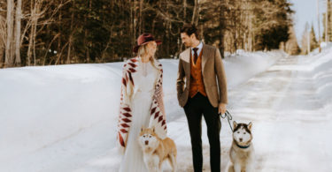 Natural Bohemian Winter Wedding in Quebec