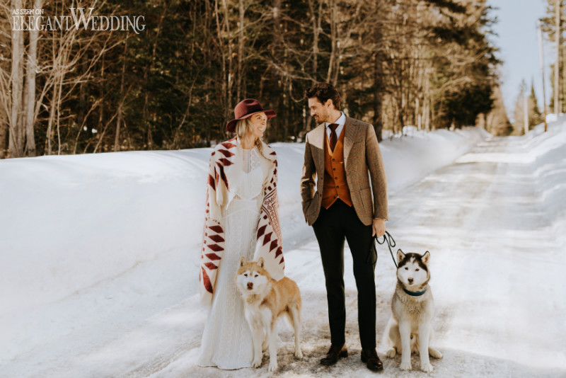 Natural Bohemian Winter Wedding in Quebec