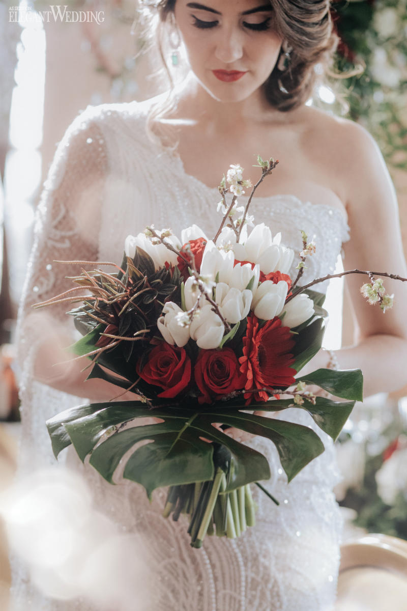 Red and Green Wedding Bouquet