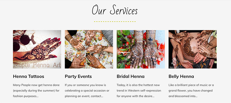 MAPLE HENNA ARTIST IN MONTREAL PACKAGES