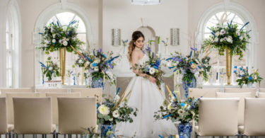 elegant wedding Hampton's wedding theme, blue flowers