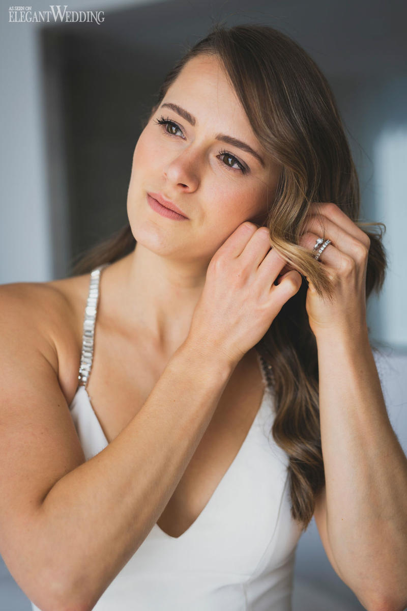 an intimate wedding celebration, bride getting ready