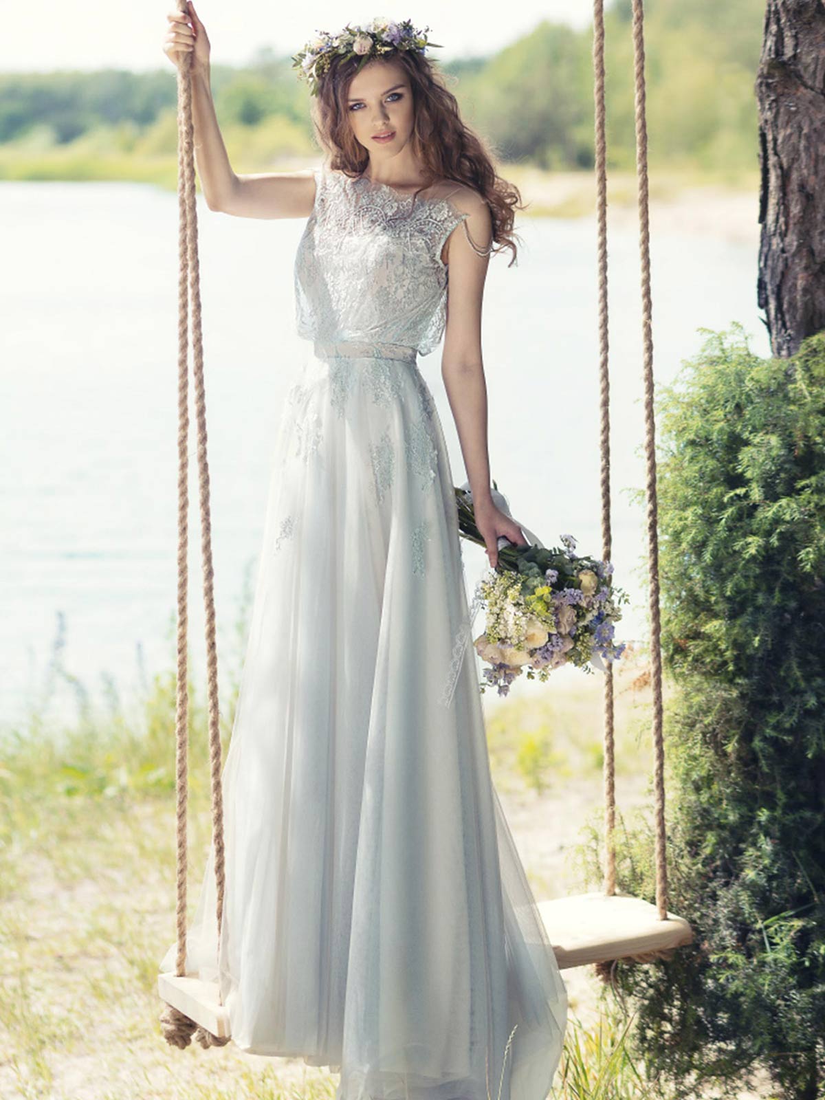 blue wedding dress