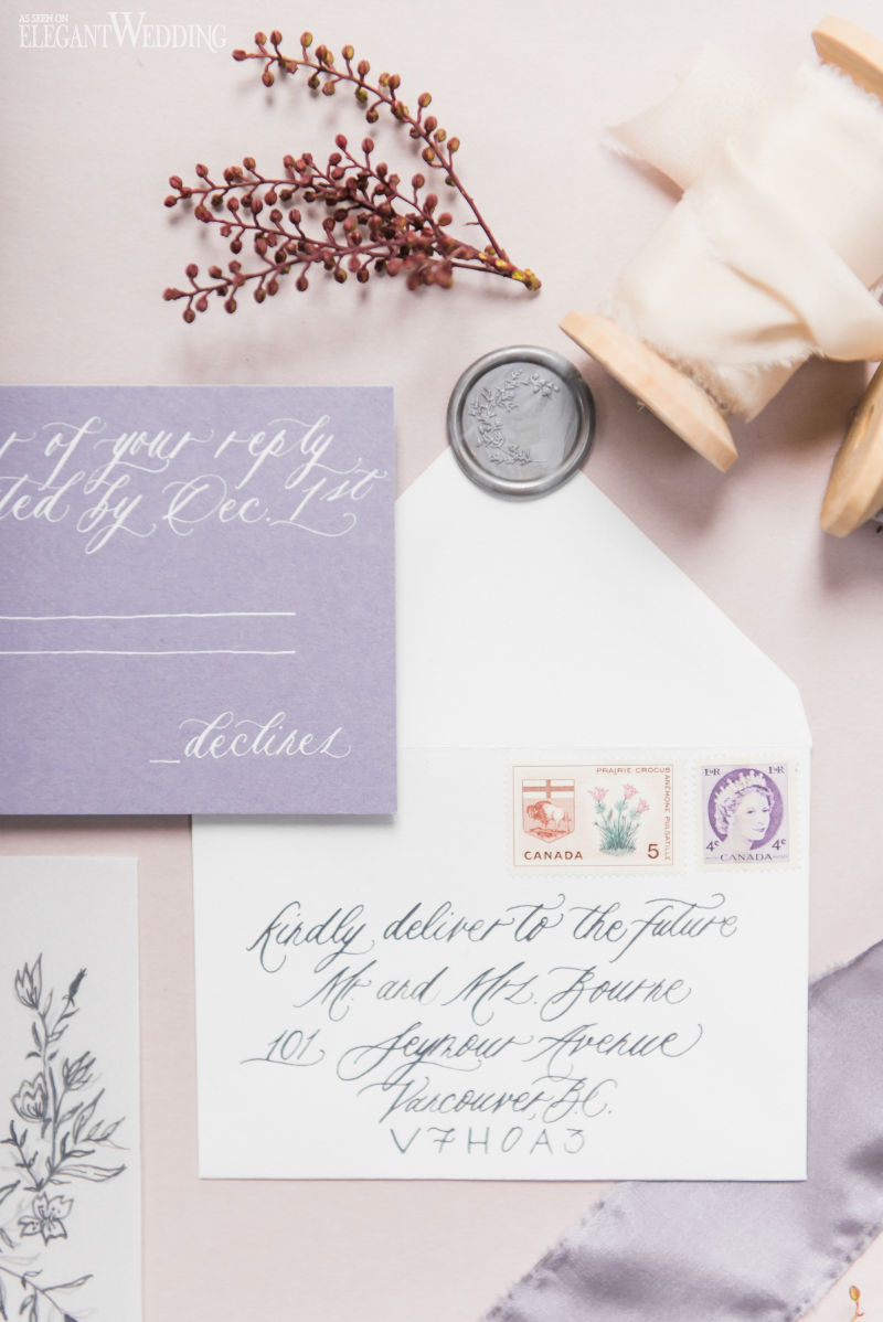 romantic purple wedding invitations