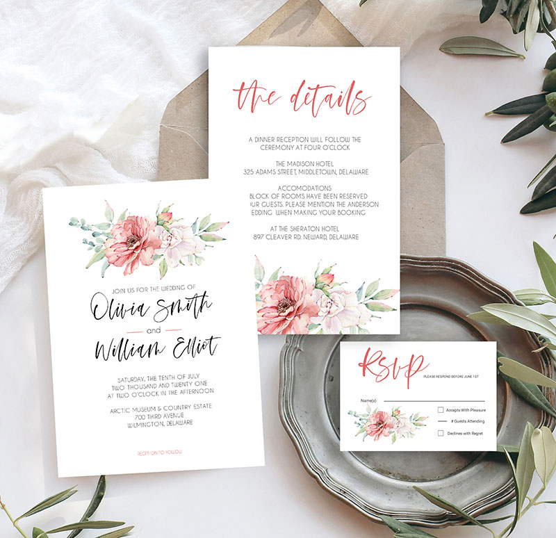 floral wedding invitation