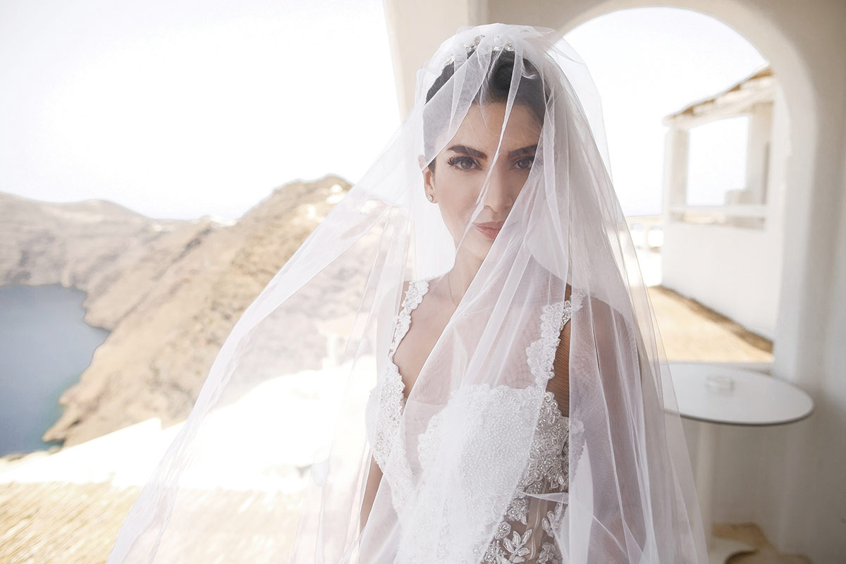 bride with veil destination wedding