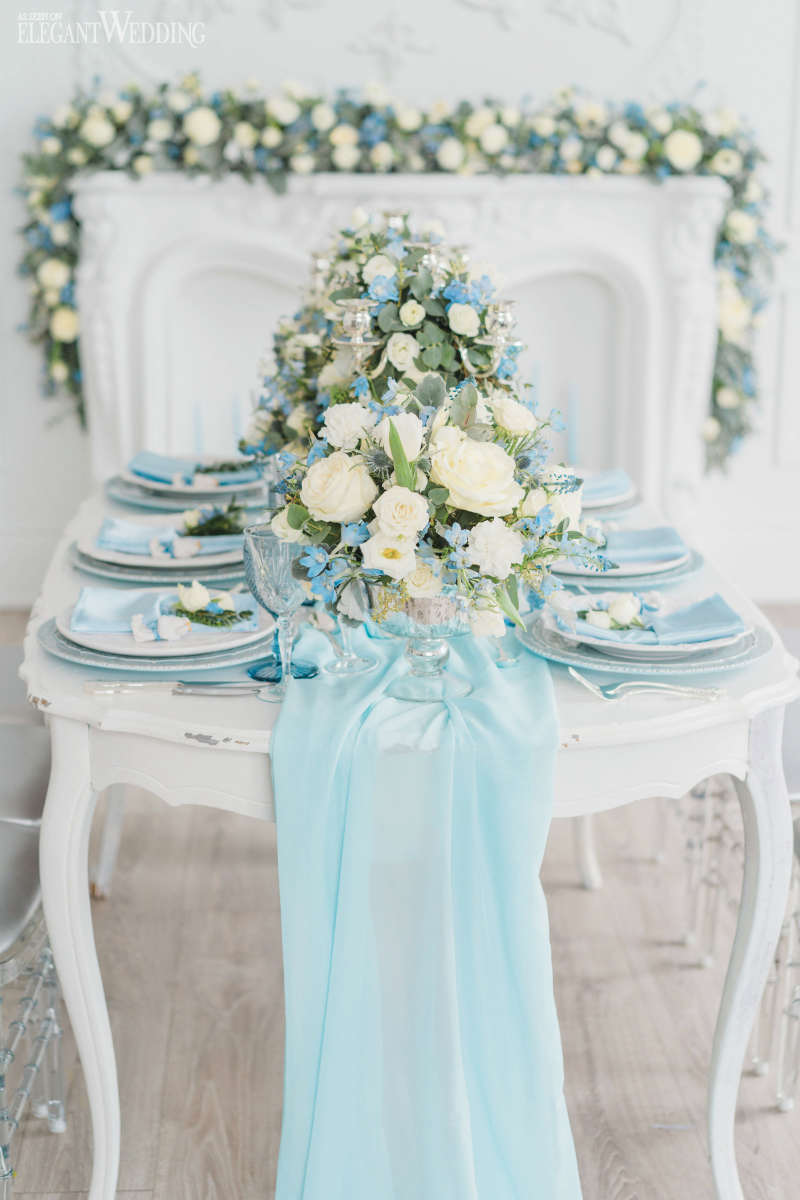 blue wedding tablescape