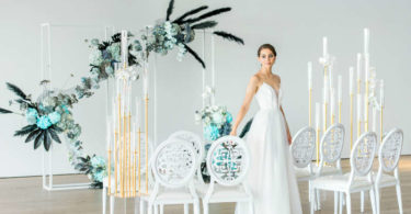 Dusty blue wedding theme ceremony