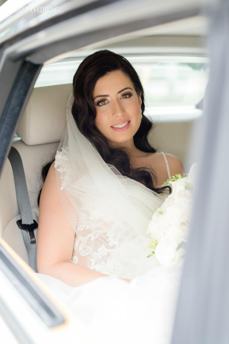 bride in a limo