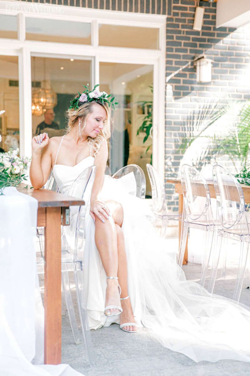 bride in a micro wedding in a garden