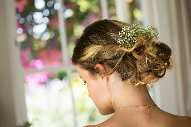 wedding hair with flowers