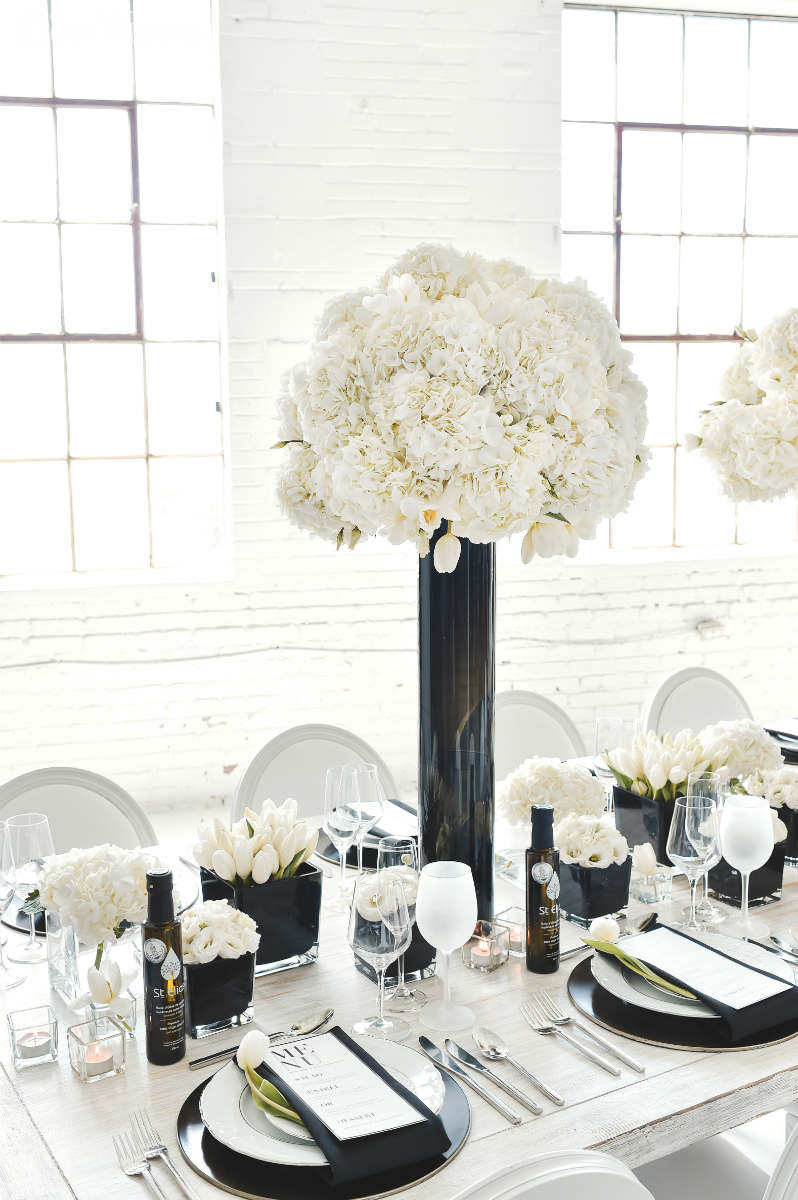 modern black and white wedding theme