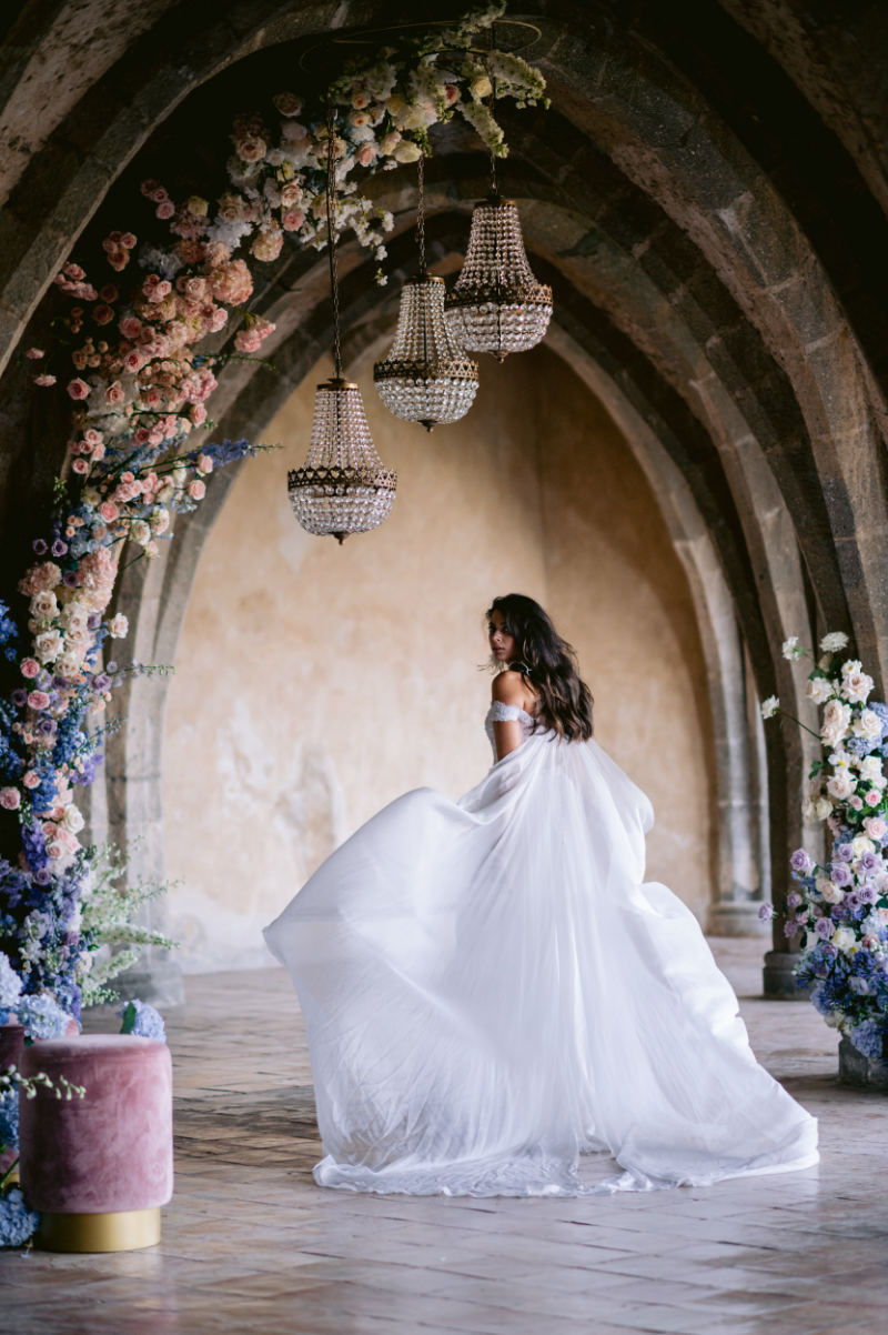 bride with full wedding gown