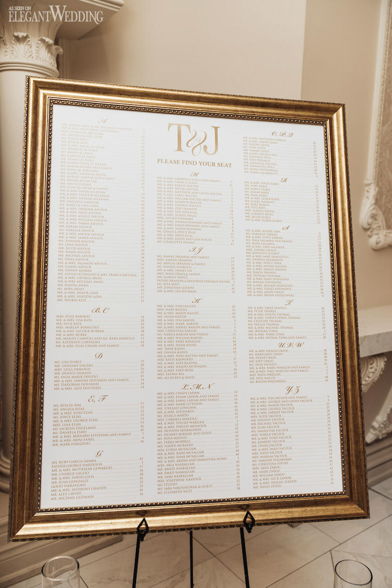 gold and white seating chart