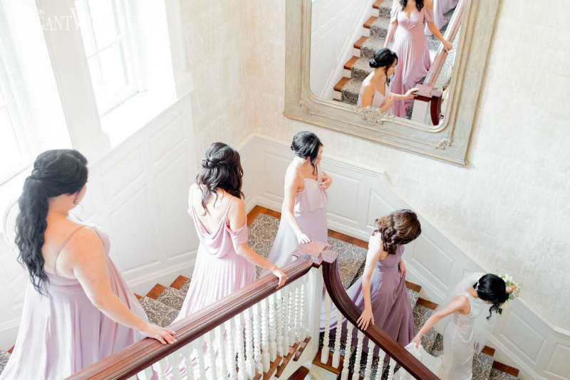 bride walking down the stairs