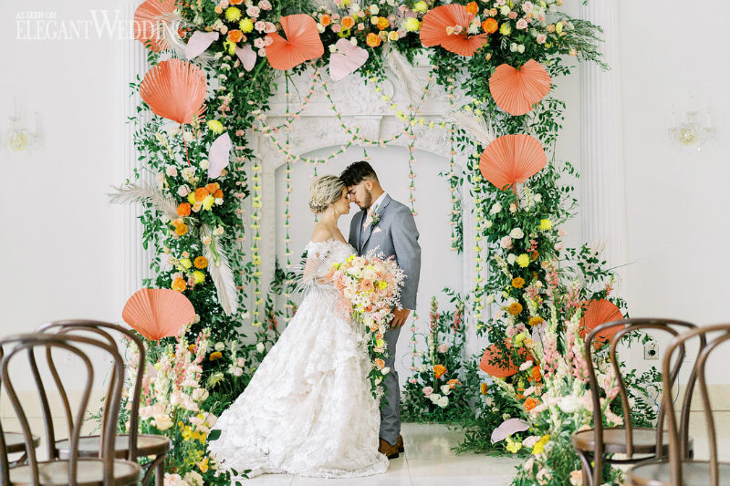 ceremony arch with citrus inspiration