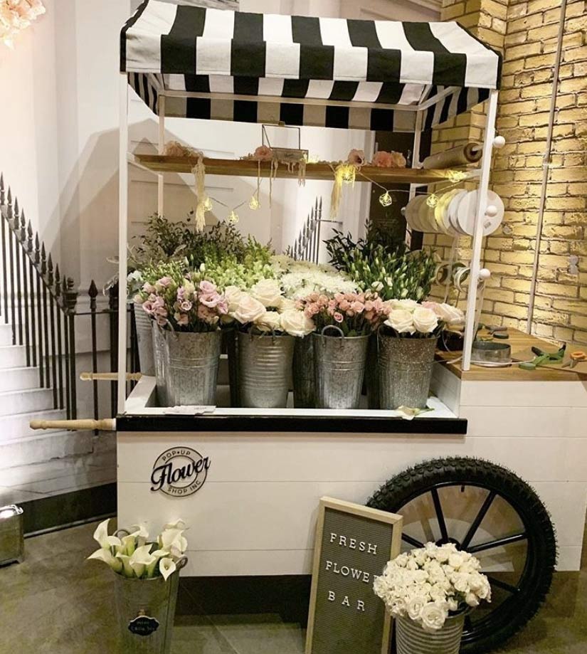 pop up flower shop for a wedding reception