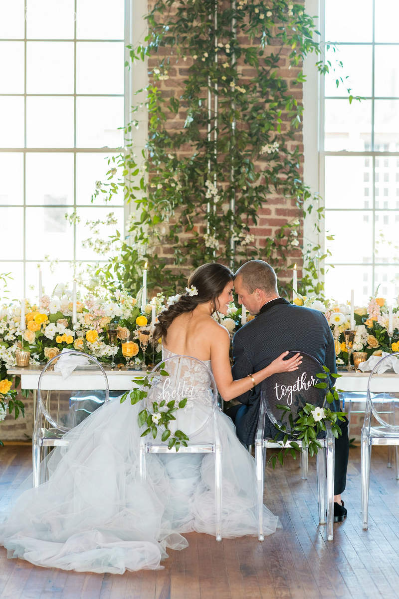 spring wedding theme yellow and green flowers and decor