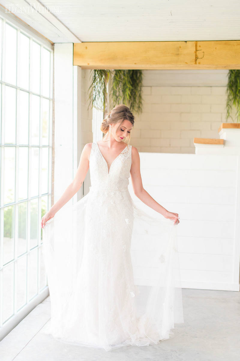 bride in a flowing wedding dress