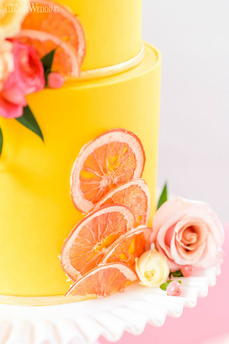 yellow wedding cake