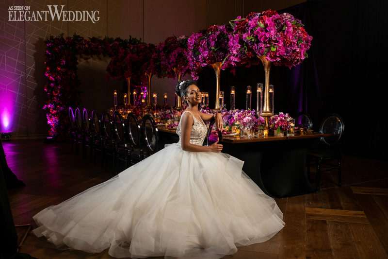 fuchsia wedding theme luxury bride with princess gown