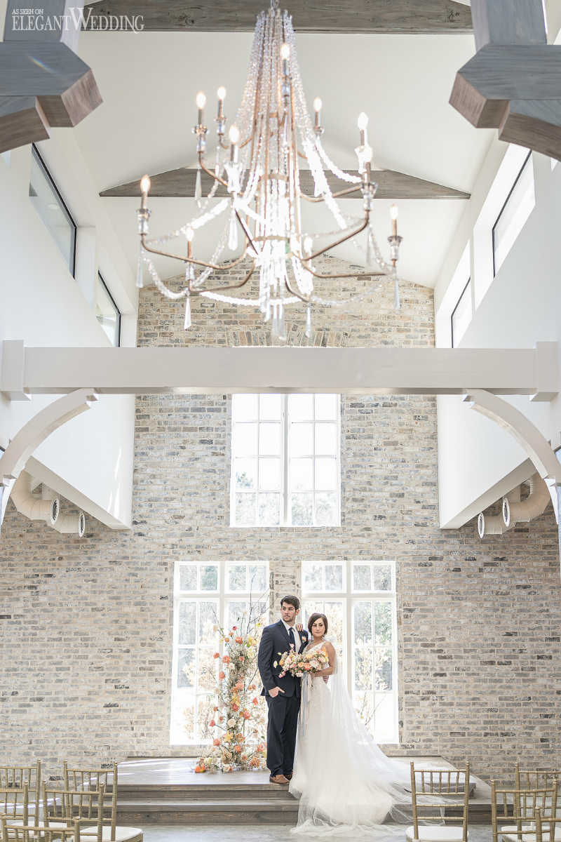 wedding ceremony with peach flowers