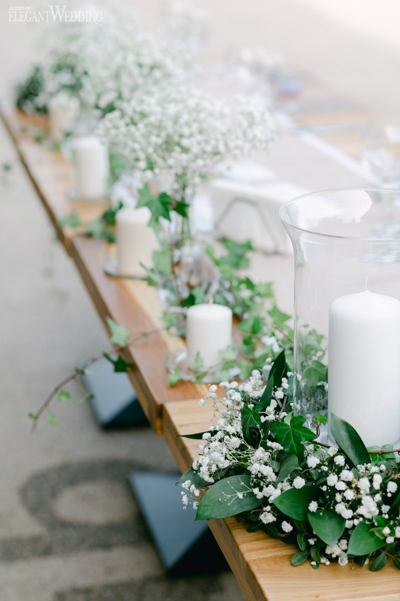 wedding centerpiece with greenery for a budget wedding