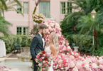 rose wedding with a floral peacock